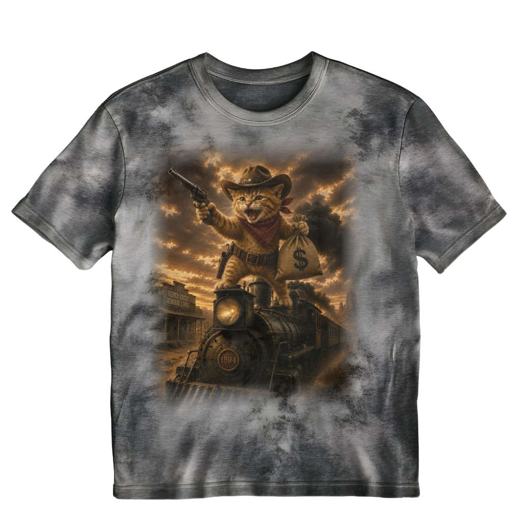 Cowboy Cat Robbing a Steam Engine