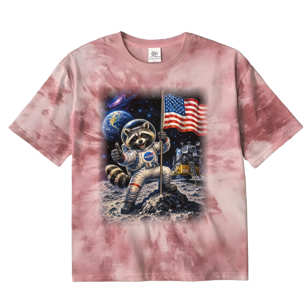 Astronaut Raccoon Moon Landing T-Shirt