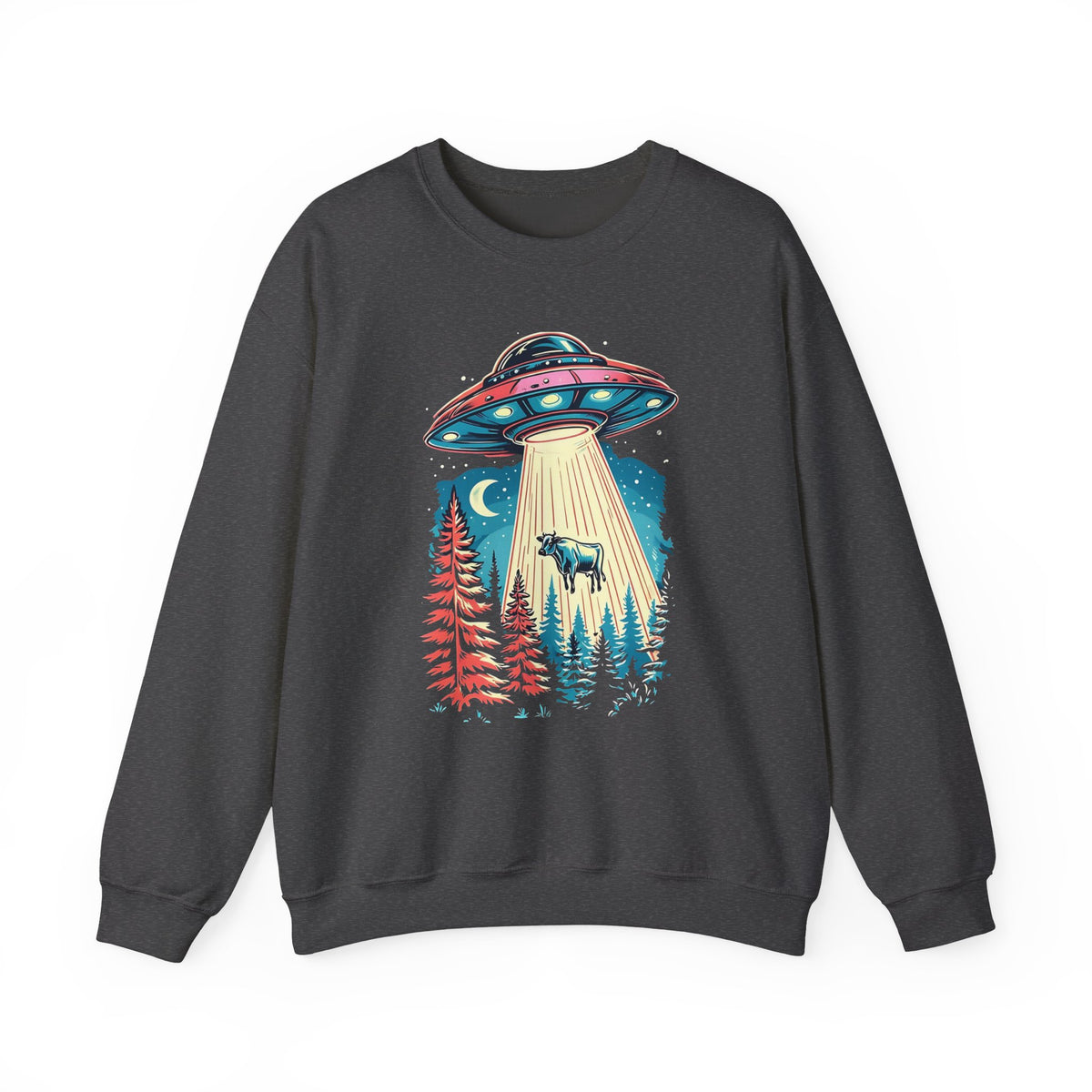 UFO Alien Abduction Sweatshirt | Retro Cow Abduction Crewneck