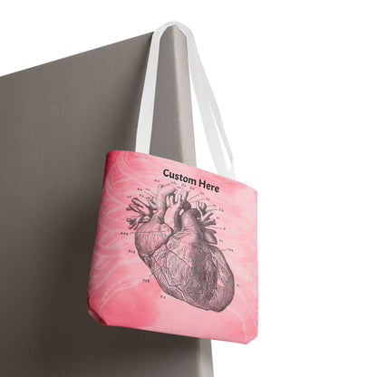 Personalized Pink Anatomy Heart Tote Bag