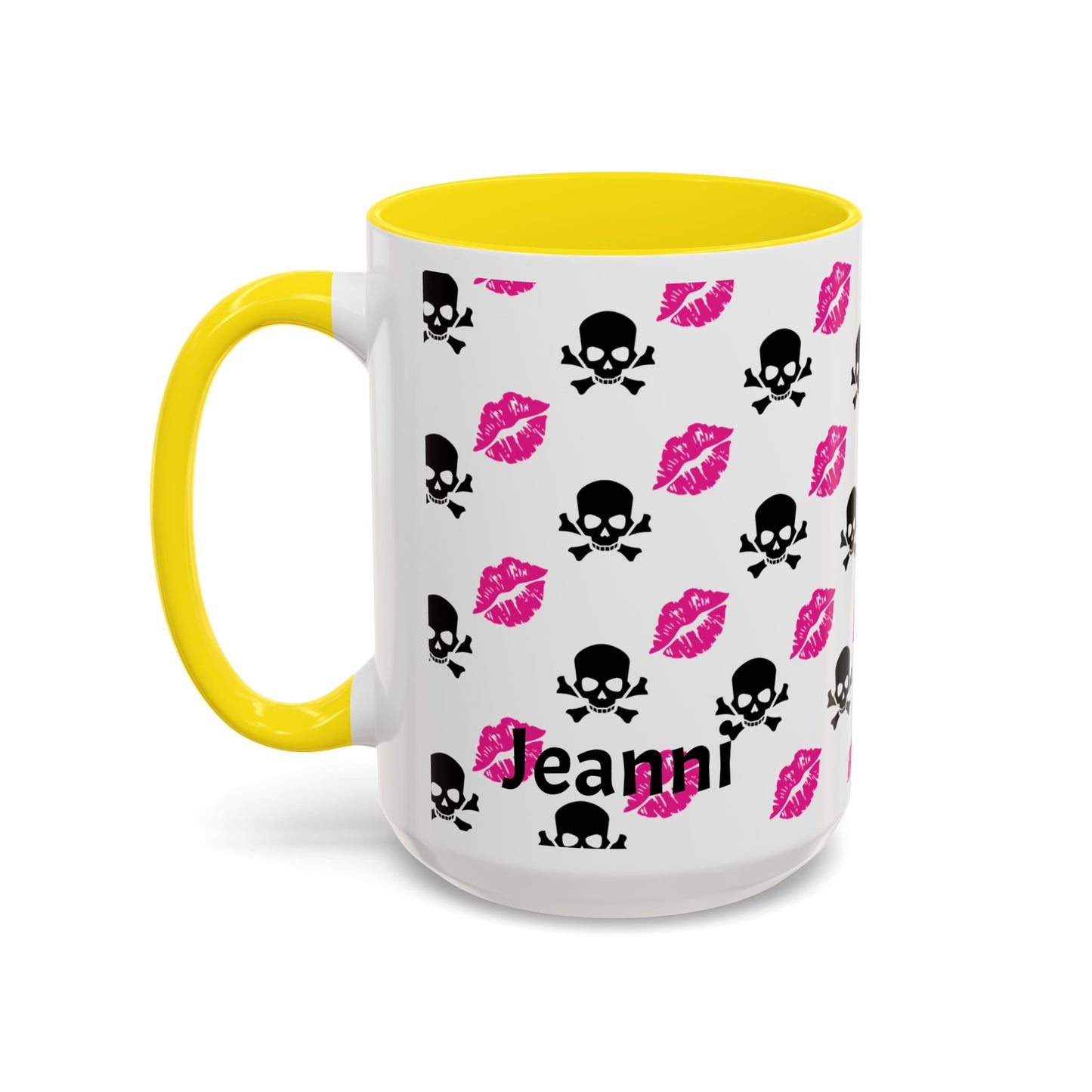 Pink Lipstick Kiss & Skull Coffee Mug