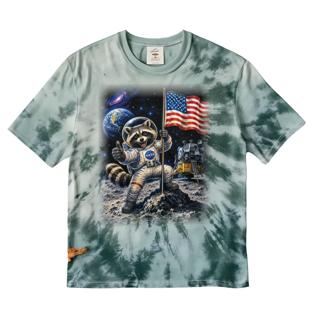 Astronaut Raccoon Moon Landing T-Shirt