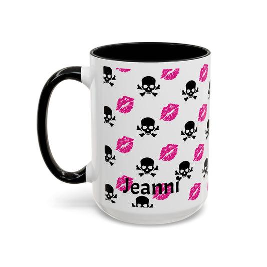 Pink Lipstick Kiss & Skull Coffee Mug