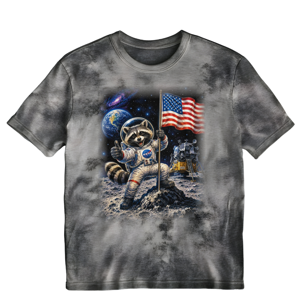 Astronaut Raccoon Moon Landing T-Shirt