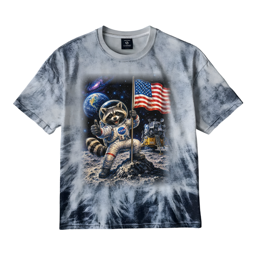 Astronaut Raccoon Moon Landing T-Shirt