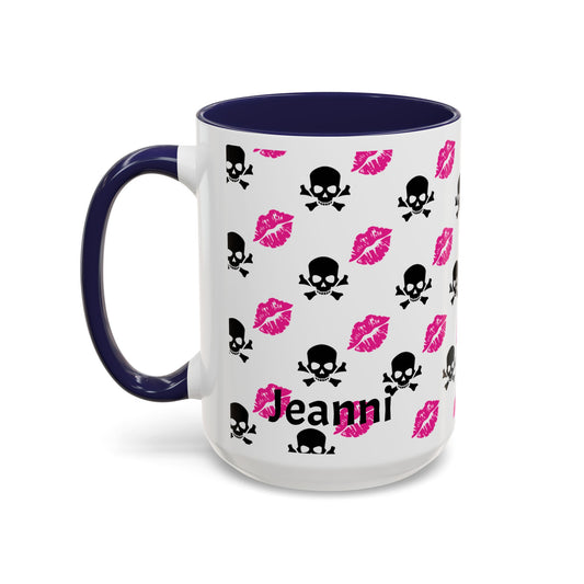 Pink Lipstick Kiss & Skull Coffee Mug