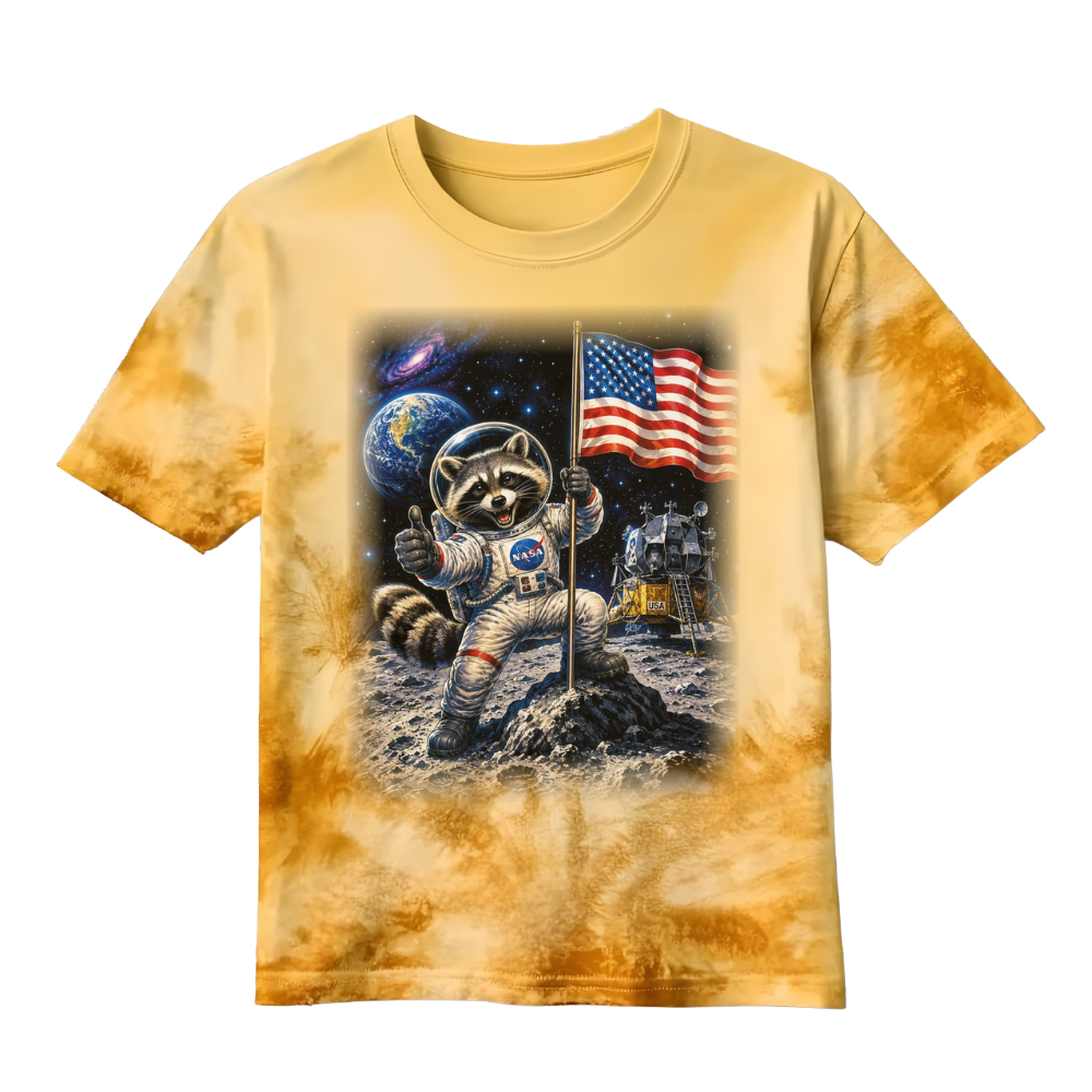 Astronaut Raccoon Moon Landing T-Shirt