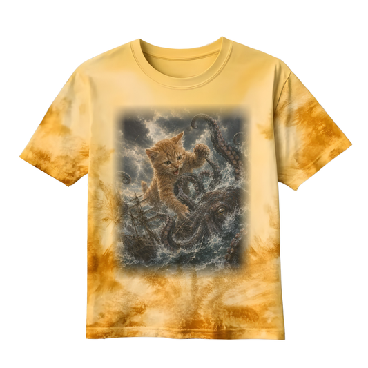 Vintage Kitten vs Kraken Tie Dye T-Shirt