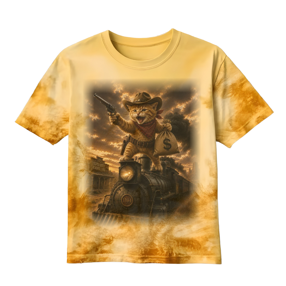 Cowboy Cat Robbing a Steam Engine