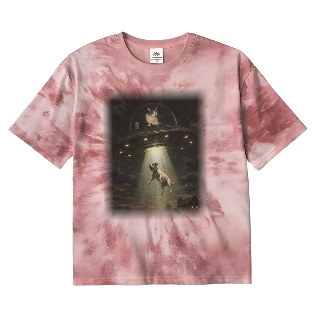 Clay Cat UFO Abduction T-Shirt Tie Die Tee