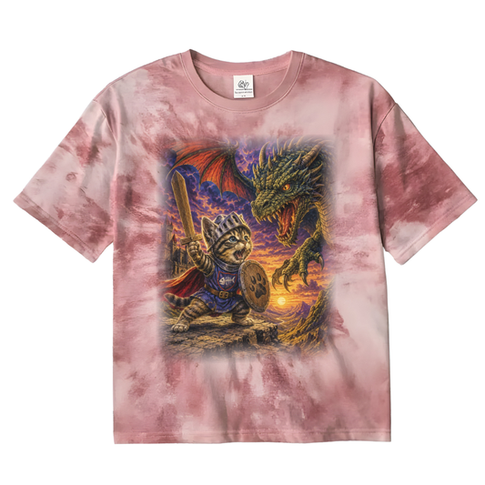 Clay Retro Fantasy Kitten Graphic Tee Tie Die