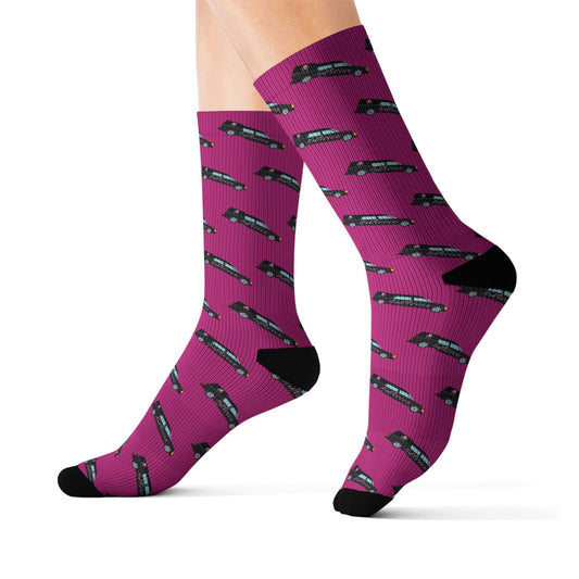 Pink Hearse Socks Mortician Socks